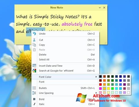 Skærmbillede Simple Sticky Notes Windows 10
