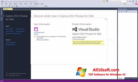 Skærmbillede Microsoft Visual Studio Windows 10