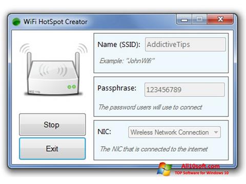 Skærmbillede Wi-Fi HotSpot Creator Windows 10