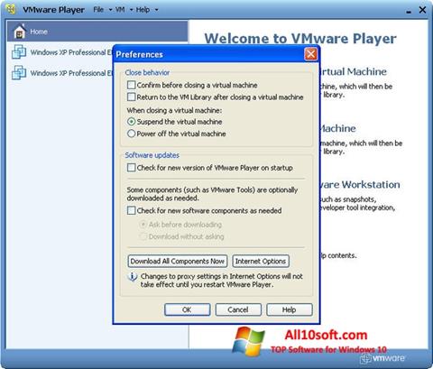 Skærmbillede VMware Player Windows 10