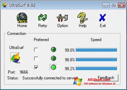 Skærmbillede UltraSurf Windows 10
