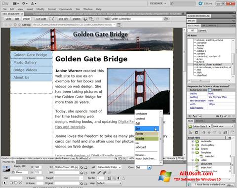 Skærmbillede Adobe Dreamweaver Windows 10