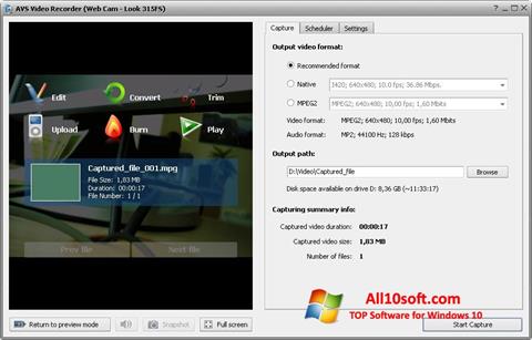 Skærmbillede AVS Video Recorder Windows 10