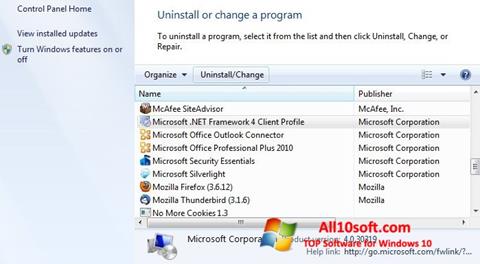 Skærmbillede Microsoft .NET Framework Windows 10