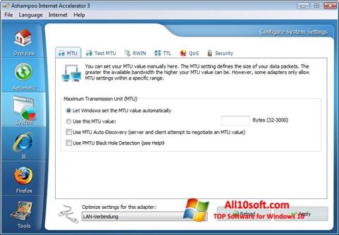 Skærmbillede Ashampoo Internet Accelerator Windows 10