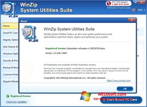 Skærmbillede WinZip System Utilities Suite Windows 10