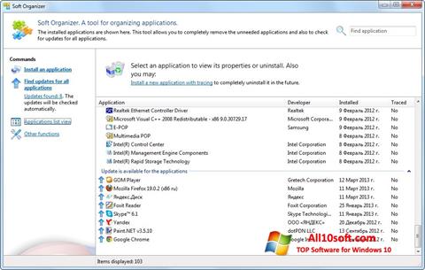 Skærmbillede Soft Organizer Windows 10