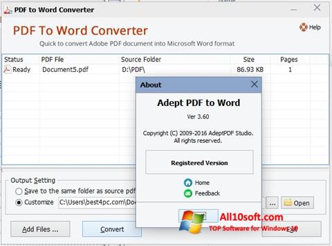 Skærmbillede PDF to Word Converter Windows 10