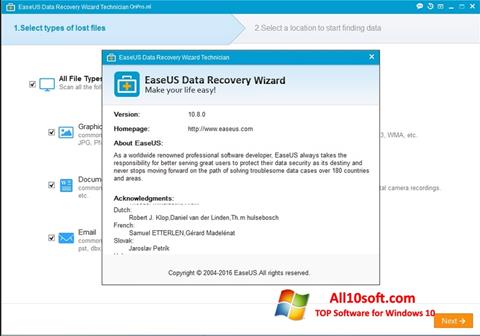 Skærmbillede EaseUS Data Recovery Wizard Windows 10