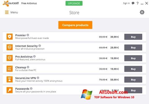 Skærmbillede Avast Free Antivirus Windows 10