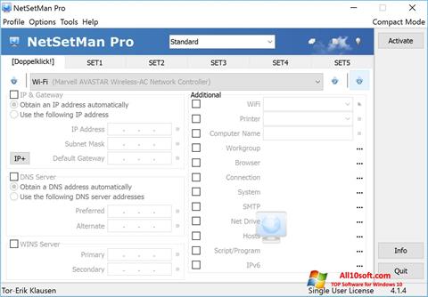 Skærmbillede NetSetMan Windows 10