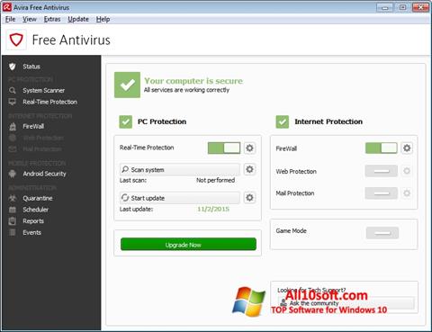 Skærmbillede Avira Free Antivirus Windows 10