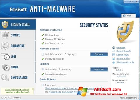 Skærmbillede Emsisoft Anti-Malware Windows 10