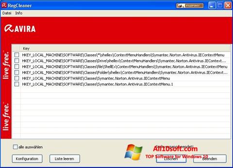 Skærmbillede Avira Registry Cleaner Windows 10