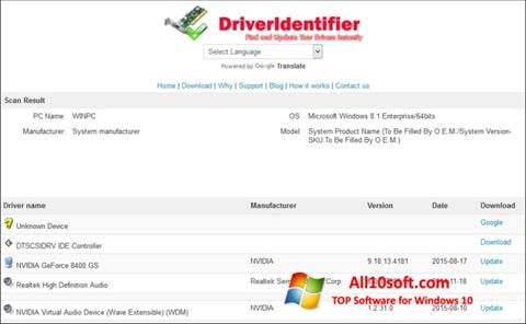 Skærmbillede Driver Identifier Windows 10