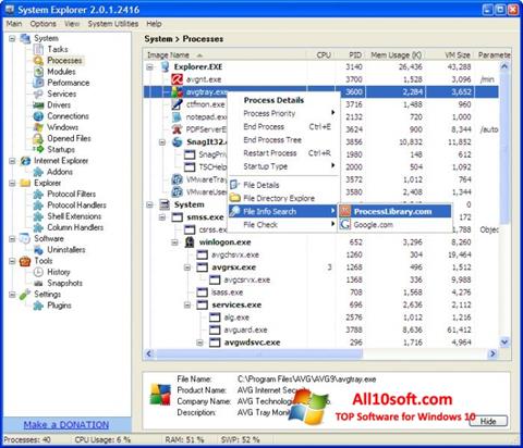 Skærmbillede System Explorer Windows 10
