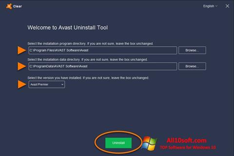 Skærmbillede Avast Uninstall Utility Windows 10