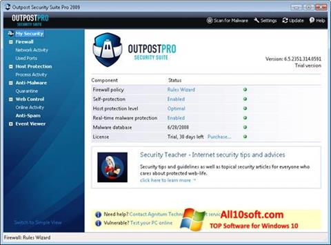 Skærmbillede Outpost Security Suite PRO Windows 10