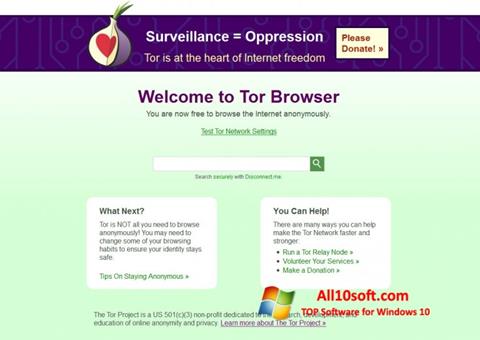 Skærmbillede Tor Windows 10