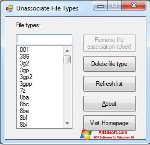 Skærmbillede Unassociate File Types Windows 10