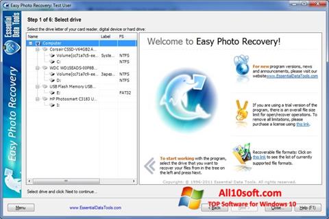 Skærmbillede Easy Photo Recovery Windows 10