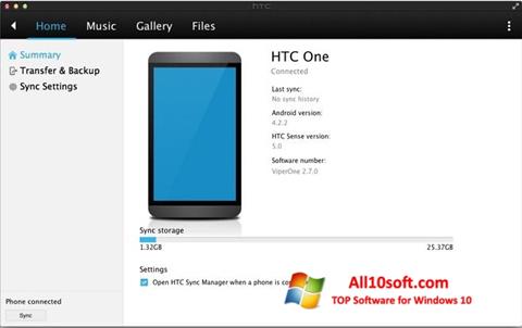 Skærmbillede HTC Sync Windows 10