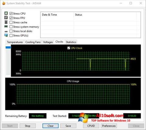 Skærmbillede CPU Stability Test Windows 10
