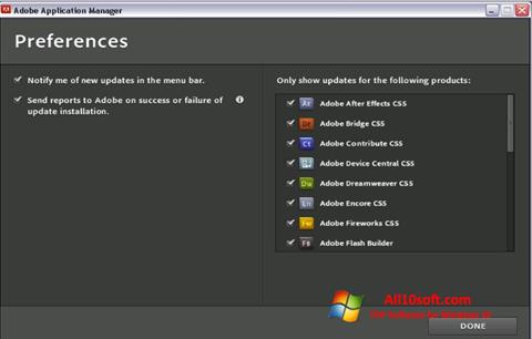 Skærmbillede Adobe Application Manager Windows 10