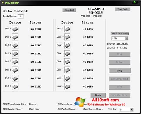 Skærmbillede AlcorMP Windows 10