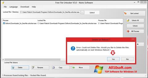 Skærmbillede Free File Unlocker Windows 10