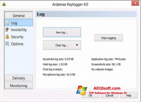 Skærmbillede Ardamax Keylogger Windows 10
