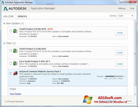Skærmbillede Autodesk Application Manager Windows 10