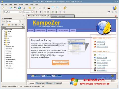 Skærmbillede KompoZer Windows 10