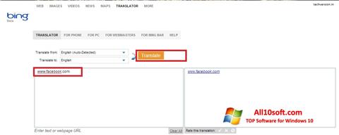 Skærmbillede Bing Translator Windows 10