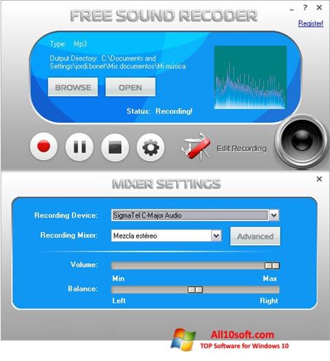 Skærmbillede Free Sound Recorder Windows 10