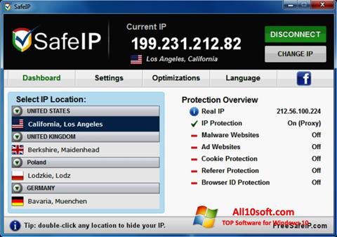 Skærmbillede SafeIP Windows 10