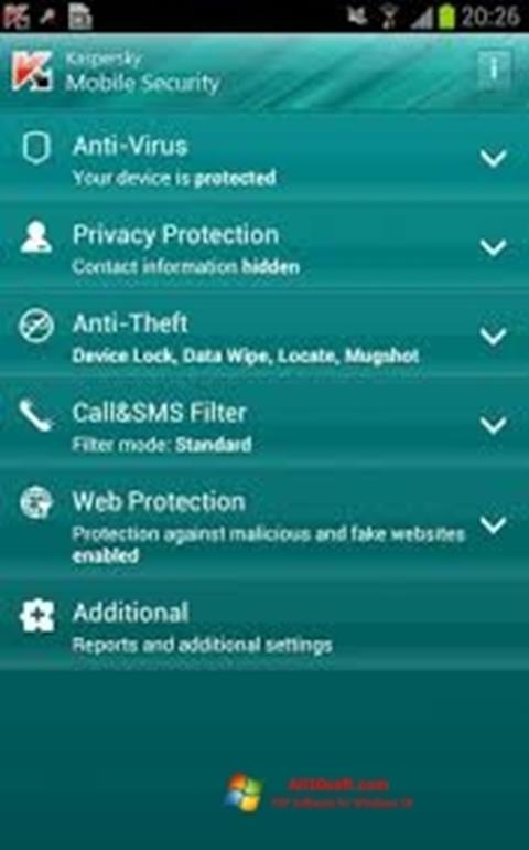 Skærmbillede Kaspersky Mobile Security Windows 10