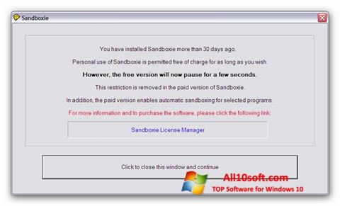 Skærmbillede Sandboxie Windows 10