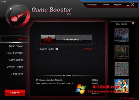 Skærmbillede Game Booster Windows 10