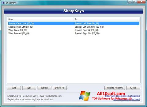 Skærmbillede SharpKeys Windows 10