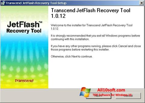 Skærmbillede JetFlash Recovery Tool Windows 10